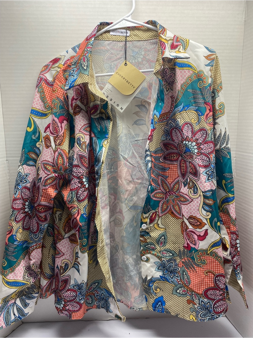 Vibrant Floral Swim Cover-Up Shirt in Multicolor